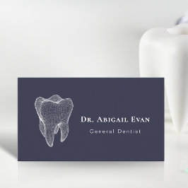 Cartão De Visita Modern 3D Tooth Professional Navy Blue Dentist