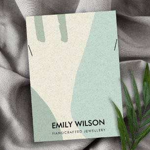 CARTÃO DE VISITA MODERN ABSTRATO AQUA BLUE ART NECKLACE (MODERNO AQ