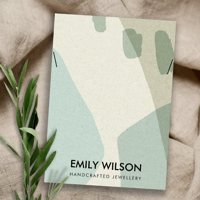 CARTÃO DE VISITA MODERN ABSTRATO AQUA BLUE ART NECKLACE (MODERNO AQ (Criador carregado)