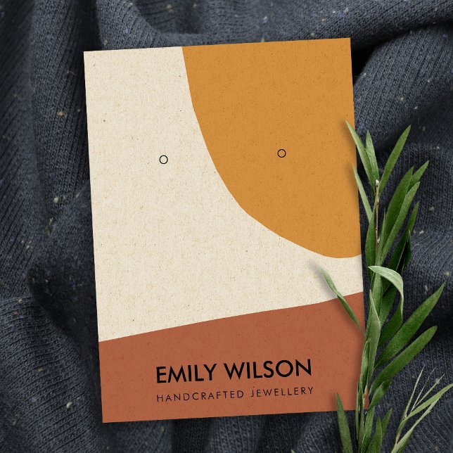 CARTÃO DE VISITA MODERN ABSTRATO TERRACOTTA RED ART EARRT (Criador carregado)