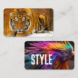 Cartão De Visita Modern Animal Art Card Set – Tiger & Fantasy Bird