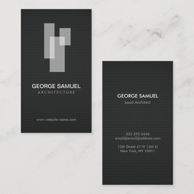 Cartão De Visita Modern Architectural Blocks Logo White/Gray  (Frente/Verso)
