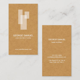 Cartão De Visita Modern Architectural Blocks Logo White/Tan