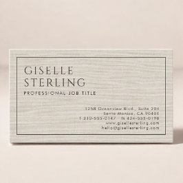 Cartão De Visita Modern Beige Linen Professional Luxury Minimalist