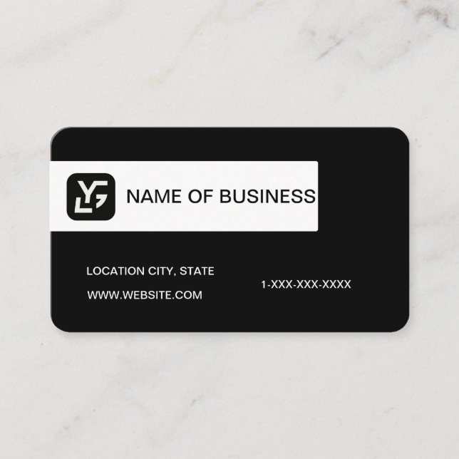 Cartão De Visita Modern Black And White Custom Logo (Frente)