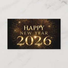Cartão De Visita modern black gold happy new year business card