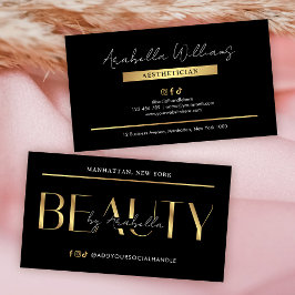 Cartão De Visita Modern Black & Gold Lash Beauty Salon Aesthetician