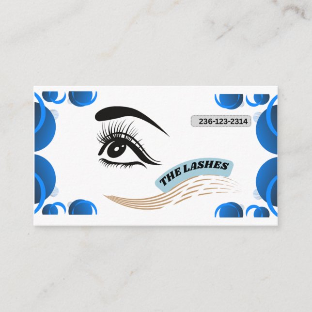 Cartão De Visita Modern Blue Minimalist Eye Illustration Lash  (Frente)