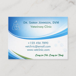 Cartão De Visita Modern Blue Veterinarian & Pet Clinic Customizable