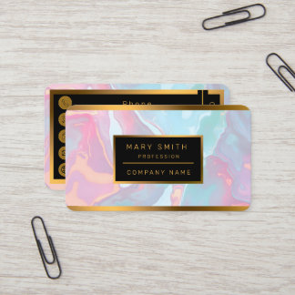 Cartão De Visita Modern Blush Pink Soft Mint Gold Luxury Collection