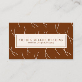 Cartão De Visita Modern Boho Abstract Lines Designer | Dark Brown