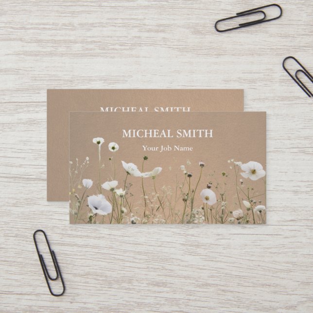 Cartão De Visita Modern Boho Floral Kraft (Frente/Verso In Situ)