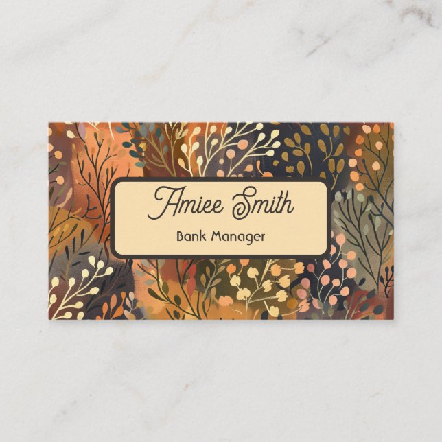 Cartão De Visita Modern Botanical Business Card with QR Code (Frente)