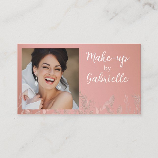 Cartão De Visita Modern Botanical Dusty Rose Boho Photo QR Code  (Frente)