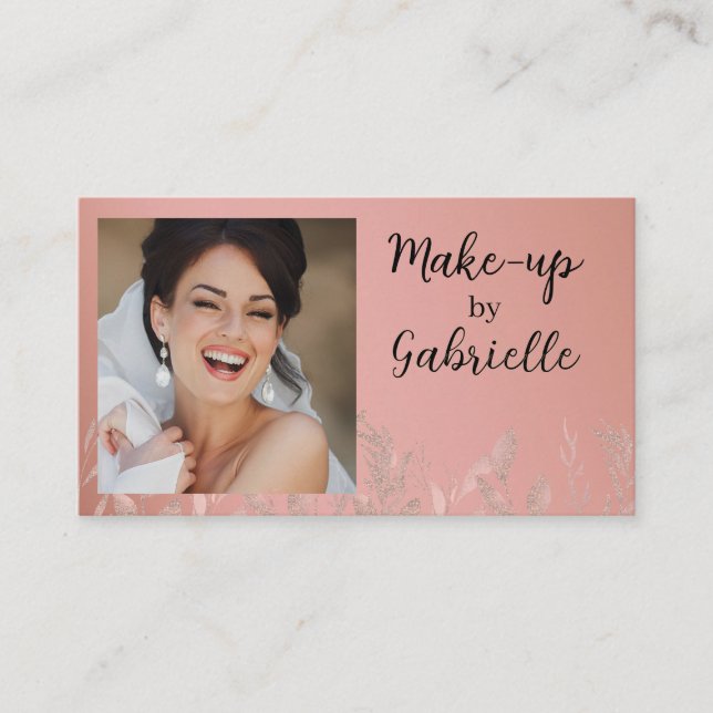 Cartão De Visita Modern Botanical Dusty Rose Boho Photo QR Code  (Frente)