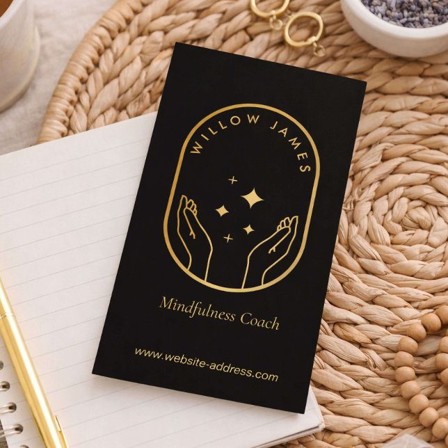 Cartão De Visita Modern Celestial Meditation Mindfulness Life Coach (Criador carregado)