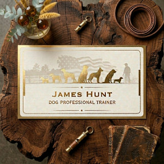 Cartão De Visita Modern Classy Dog Trainer Puppy Gold Business Card