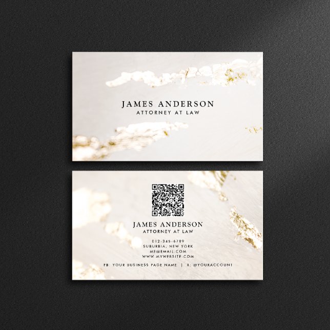Cartão De Visita Modern Classy Faux Gold Foil Professional (Criador carregado)
