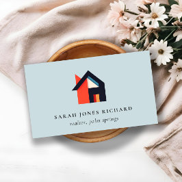 Cartão De Visita Modern Colorful House Logo Realtor Blue Red Orange