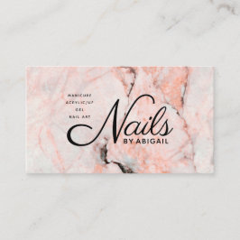 Cartão De Visita Modern Coral Rosa Marble Unhas Por "Nome" Comercia