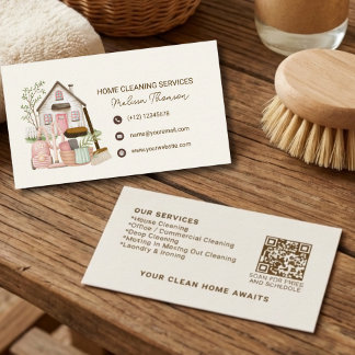 Cartão De Visita Modern Cozy Professional House Cleaning 