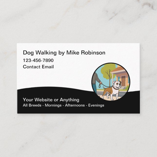 Cartão De Visita Modern Dog Walking Services Business Cards (Frente)