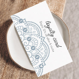 Cartão De Visita Modern Dusty Blue Mandala 6 Punch Lealdade