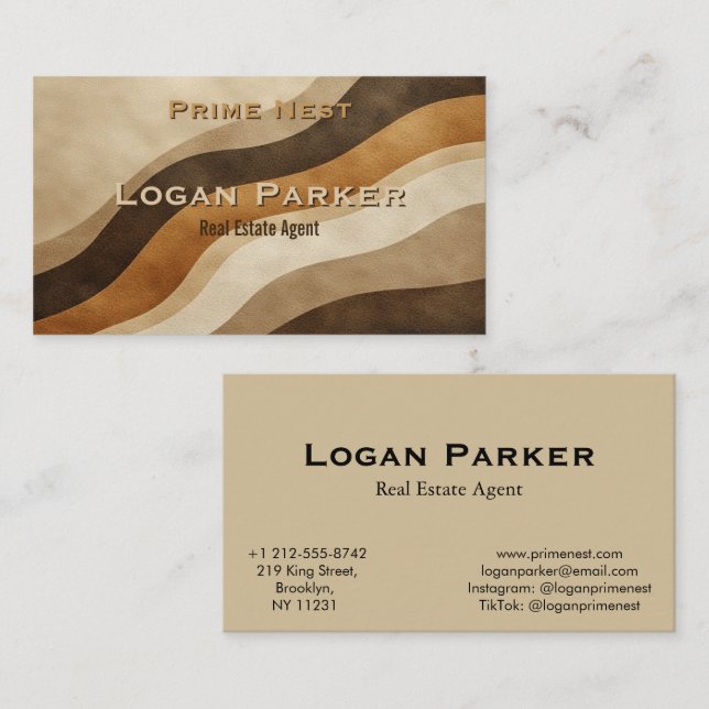 Cartão De Visita Modern Earth Tones Real Estate Agent Business Card (Frente/Verso)