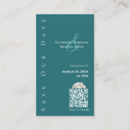 Cartão De Visita Modern Emerald Green - Salve o código Date-QR -