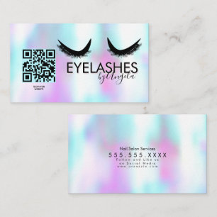 Cartão De Visita Modern Eyelashes Salon Beauty Faux Holographic