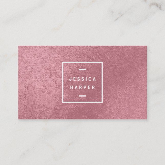 Cartão De Visita Modern Faux Rosa Dourado (Frente)