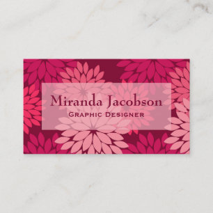 Cartão De Visita Modern Floral Kimono Impressão, Coral Rosa e Borg