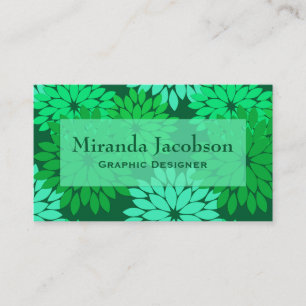 Cartão De Visita Modern Floral Kimono Impressão, Emerald e Jade Gre