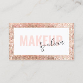Cartão De Visita Modern Glam Makeup Artist Rosa Dourado