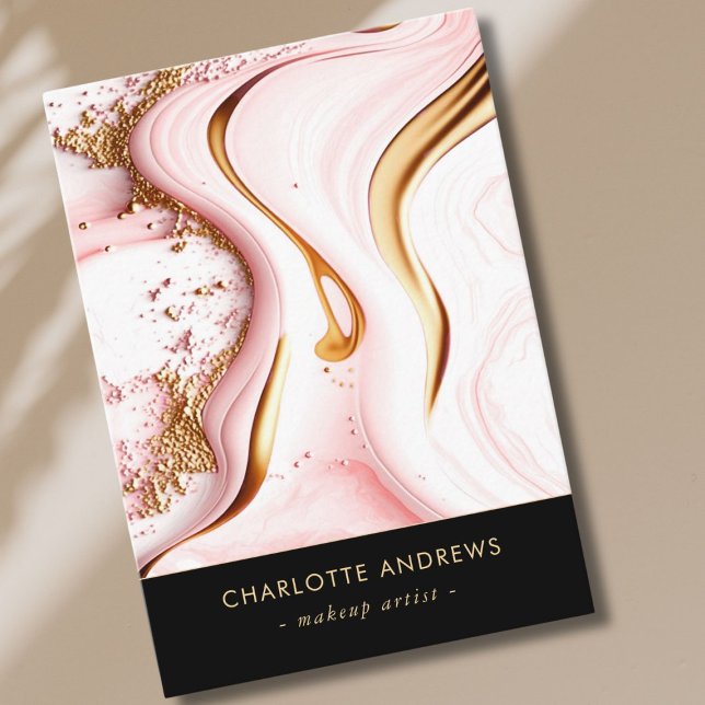 Cartão De Visita Modern Glitter Gold Marble Salon (Modern Glitter Gold Marble Salon Business Card)