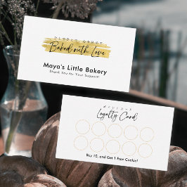 Cartão De Visita Modern Gold Brush Stroke Bakery Loyalty