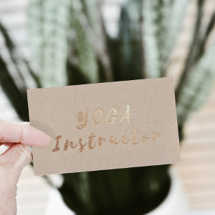 Cartão De Visita Modern Gold Foil Yoga Instrutor Typografia Kraft