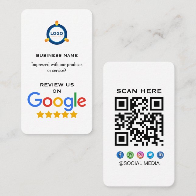 Cartão De Visita Modern Google Review With QR Code  (Frente/Verso)