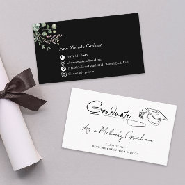 Cartão De Visita Modern Handwritten Script Graduate Name Card