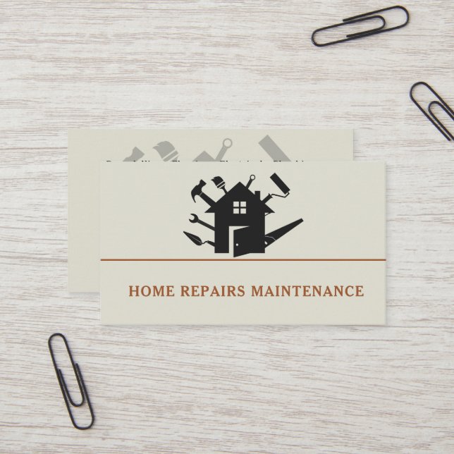 Cartão De Visita Modern handyman construction custom logo (Frente/Verso In Situ)