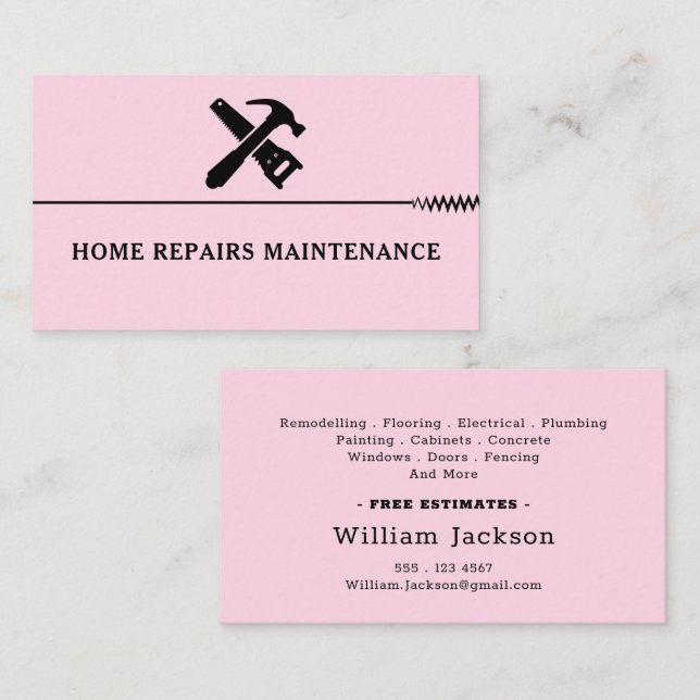 Cartão De Visita Modern handyman construction custom logo (Frente/Verso)