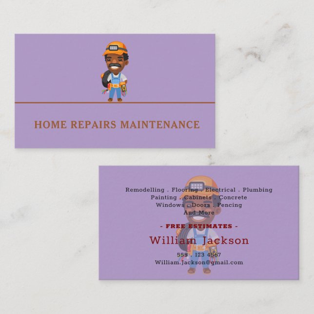 Cartão De Visita Modern handyman construction custom logo (Frente/Verso)