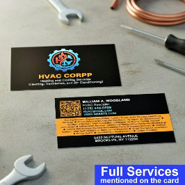 Cartão De Visita Modern Heating & Cooling Logo Services, Black HVAC