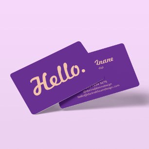 Cartão De Visita Modern Hello - Hi Script, Rosa e Roxo, Trendência 