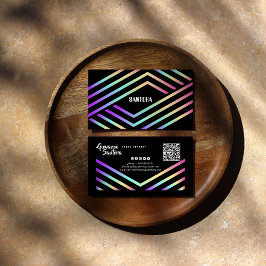 Cartão De Visita Modern Holographic Stripe QR Business Card