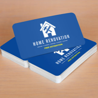 Cartão De Visita Modern Home Renovation Repair Handyman Blue