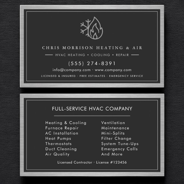 Cartão De Visita Modern HVAC Technician QR Code (Criador carregado)