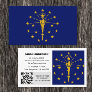 Cartão De Visita Modern Indiana Business Card, Flag / USA
