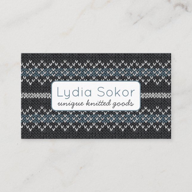 Cartão De Visita Modern Knit Pattern Business Card (Frente)
