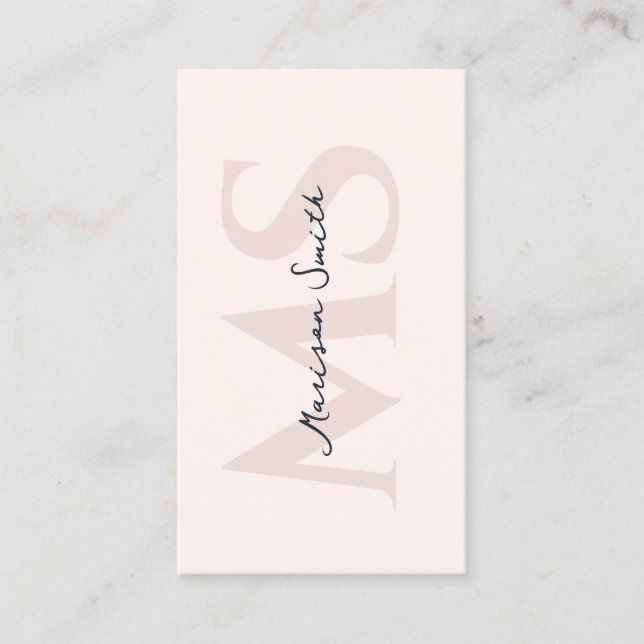 Cartão De Visita Modern Lashes Makeup Artista Pastel Rosa Monograma (Frente)